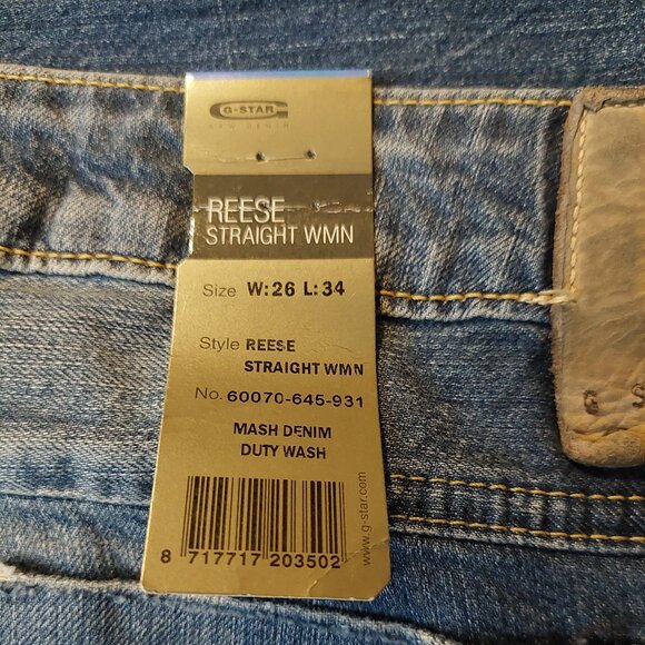G-Star Raw Reese Straight Leg Mash Denim Duty Blue Wash Jeans Sz 26 x34 NWT - Picture 11 of 11